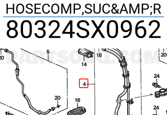 Honda 80324SX0962 HOSECOMP,SUC&R