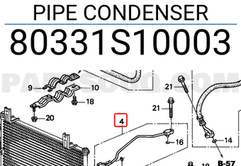 Honda 80331S10003 PIPE CONDENSER