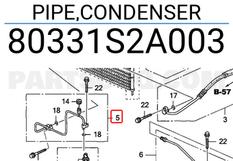 Honda 80331S2A003 PIPE,CONDENSER