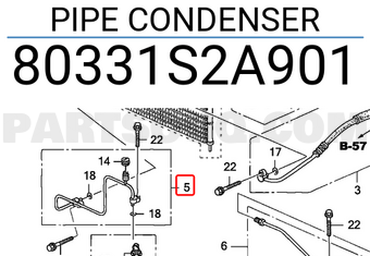 Honda 80331S2A901 PIPE CONDENSER