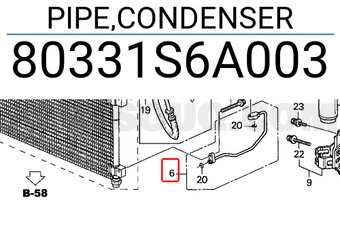Honda 80331S6A003 PIPE,CONDENSER