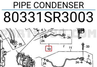 Honda 80331SR3003 PIPE CONDENSER