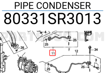 Honda 80331SR3013 PIPE CONDENSER
