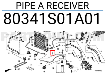 Honda 80341S01A01 PIPE A RECEIVER