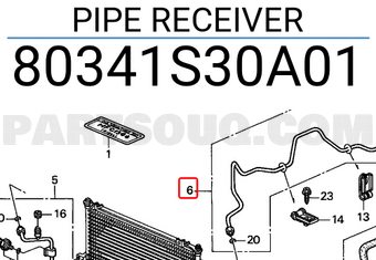 Honda 80341S30A01 PIPE RECEIVER