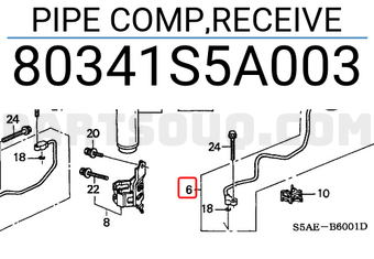 Honda 80341S5A003 PIPE COMP,RECEIVE