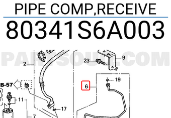 Honda 80341S6A003 PIPE COMP,RECEIVE