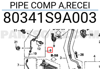 Honda 80341S9A003 PIPE COMP A,RECEI