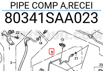 Honda 80341SAA023 PIPE COMP A,RECEI