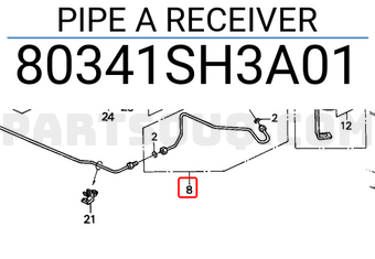 Honda 80341SH3A01 PIPE A RECEIVER