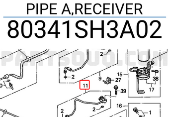 Honda 80341SH3A02 PIPE A,RECEIVER