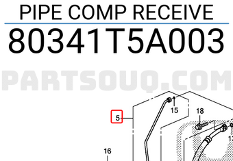 Honda 80341T5A003 PIPE COMP RECEIVE