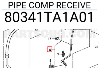Honda 80341TA1A01 PIPE COMP RECEIVE