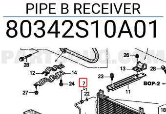 Honda 80342S10A01 PIPE B RECEIVER