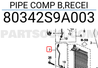 Honda 80342S9A003 PIPE COMP B,RECEI