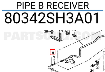 Honda 80342SH3A01 PIPE B RECEIVER