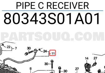 Honda 80343S01A01 PIPE C RECEIVER