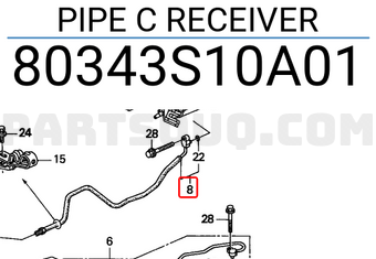 Honda 80343S10A01 PIPE C RECEIVER