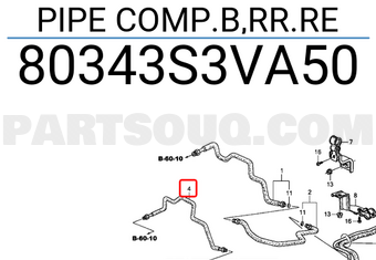 Honda 80343S3VA50 PIPE COMP.B,RR.RE