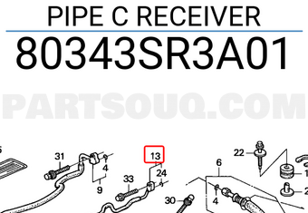Honda 80343SR3A01 PIPE C RECEIVER