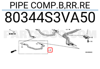 Honda 80344S3VA50 PIPE COMP.B,RR.RE