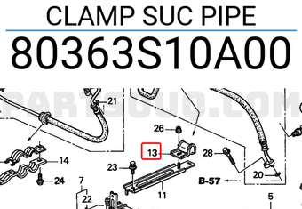 Honda 80363S10A00 CLAMP SUC PIPE