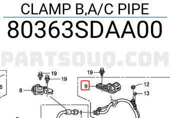 Honda 80363SDAA00 CLAMP B,A/C PIPE