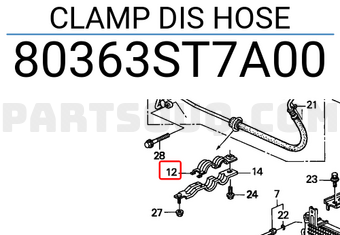 Honda 80363ST7A00 CLAMP DIS HOSE