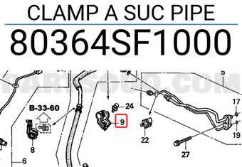 Honda 80364SF1000 CLAMP A SUC PIPE