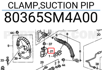 Honda 80365SM4A00 CLAMP,SUCTION PIP