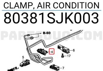 Honda 80381SJK003 CLAMP, AIR CONDITION