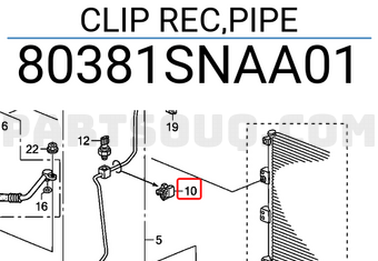 Honda 80381SNAA01 CLIP REC,PIPE