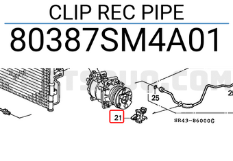 Honda 80387SM4A01 CLIP REC PIPE