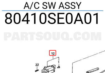 Honda 80410SE0A01 A/C SW ASSY