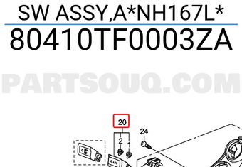 Honda 80410TF0003ZA SW ASSY,A*NH167L*