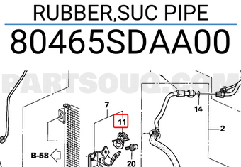 Honda 80465SDAA00 RUBBER,SUC PIPE
