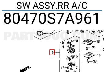 Honda 80470S7A961 SW ASSY,RR A/C
