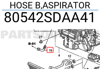 Honda 80542SDAA41 HOSE B,ASPIRATOR