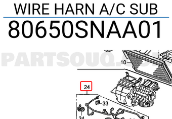 Honda 80650SNAA01 WIRE HARN A/C SUB
