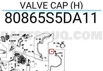 Honda 80865S5DA11 VALVE CAP (H)