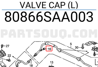 Honda 80866SAA003 VALVE CAP (L)