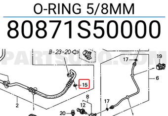 Honda 80871S50000 O-RING 5/8MM