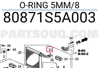 Honda 80871S5A003 O-RING 5MM/8