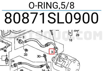 Honda 80871SL0900 O-RING,5/8