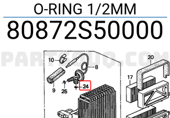 Honda 80872S50000 O-RING 1/2MM