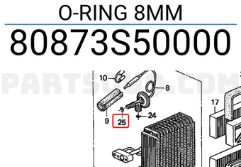 Honda 80873S50000 O-RING 8MM
