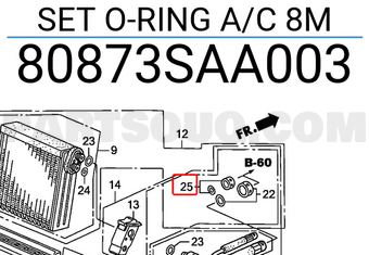 Honda 80873SAA003 SET O-RING A/C 8M