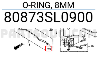 Honda 80873SL0900 O-RING, 8MM