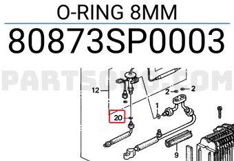 Honda 80873SP0003 O-RING 8MM