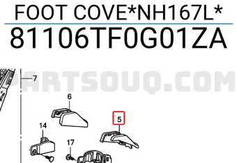 Honda 81106TF0G01ZA FOOT COVE*NH167L*
